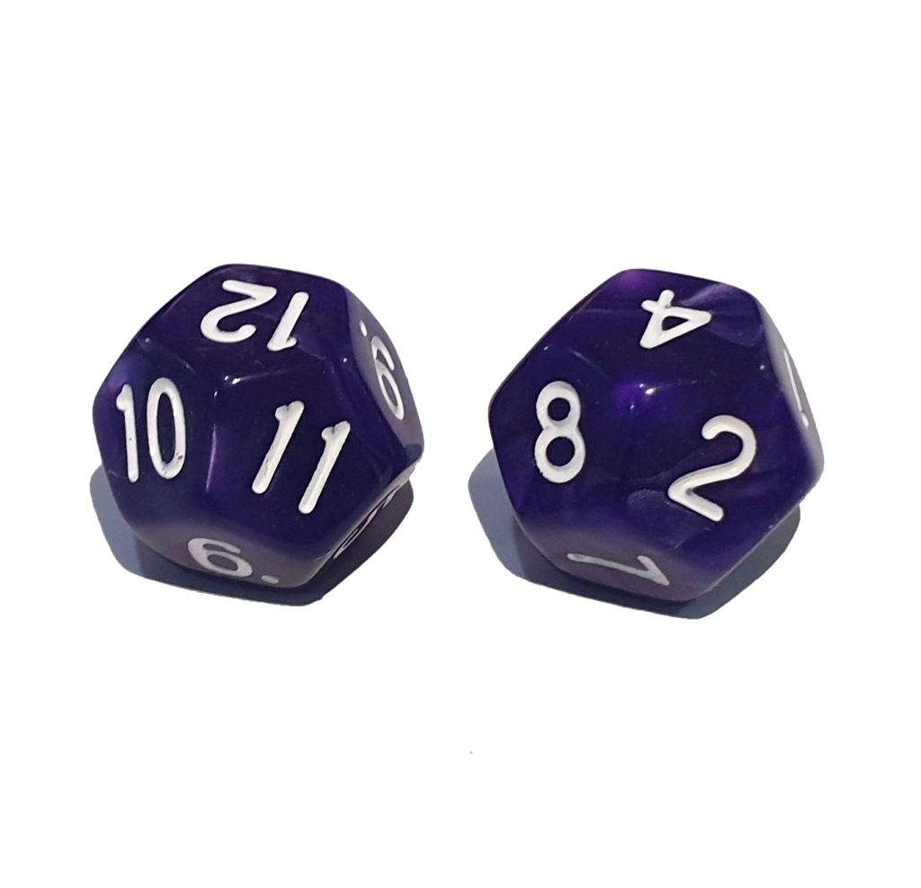 Dés (dice) Pour Jeu League Of Infamy - 2 Violets + 1 Jaune, Occasion (marque Mantic)